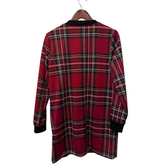 Sanctuary Red Plaid Full Zip City Topper Coatigan Jacket Size M School Academia - Picture 3 of 10